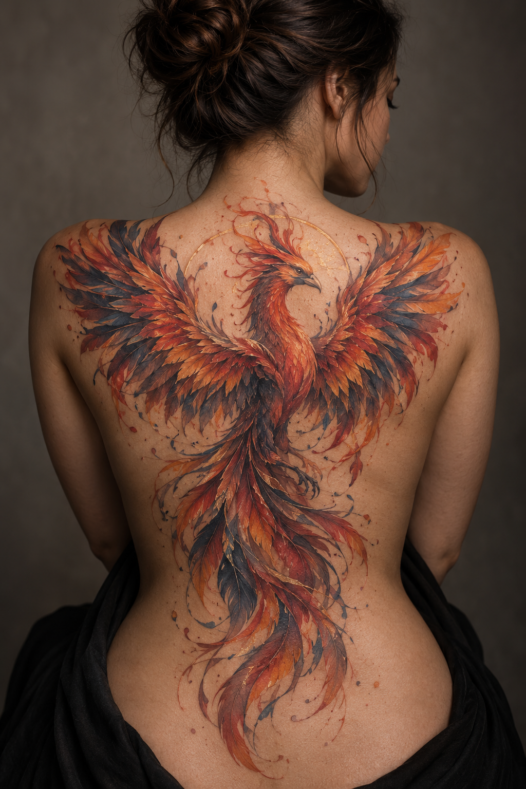 watercolor phoenix back phoenix tattoo idea