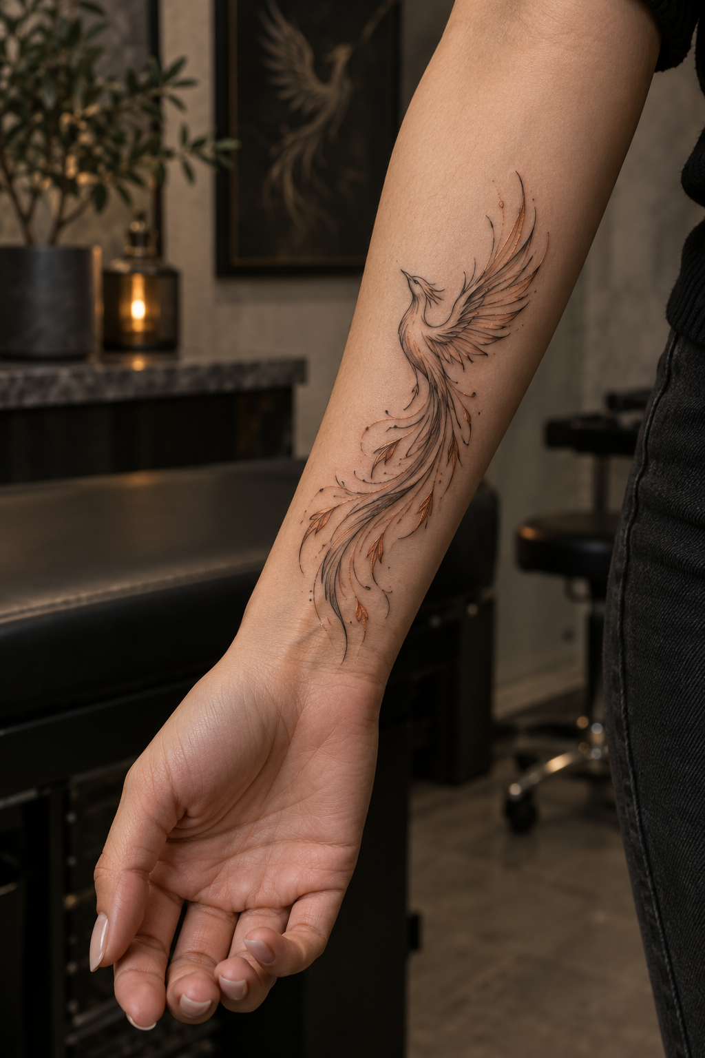 delicate phoenix wrist phoenix tattoo idea