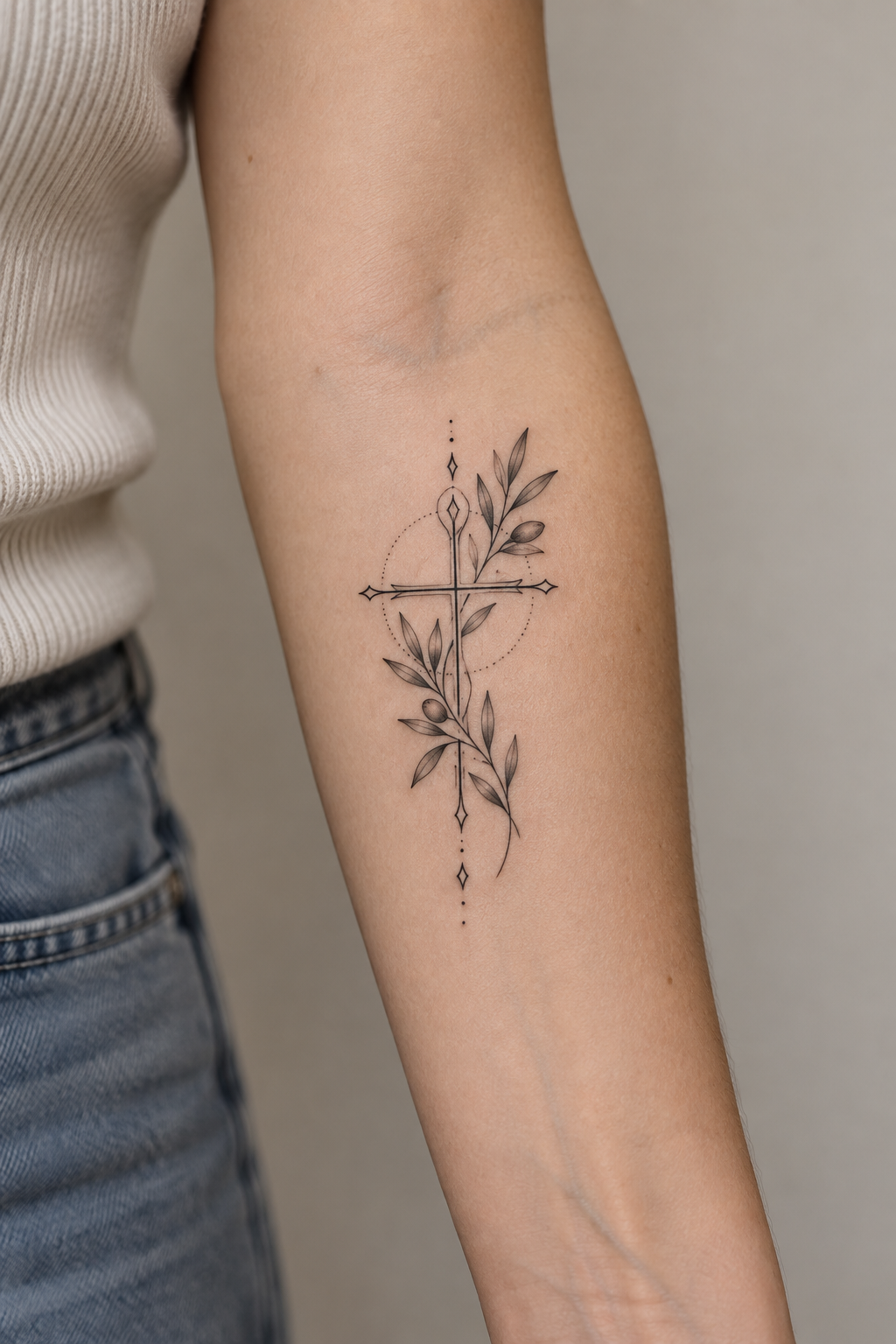 Fine line Christian tattoos for men concept 2