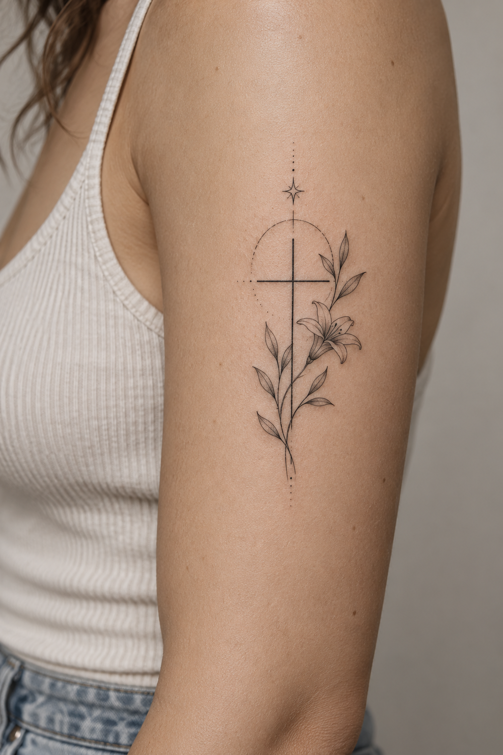 Fine line Christian tattoos for men concept 21