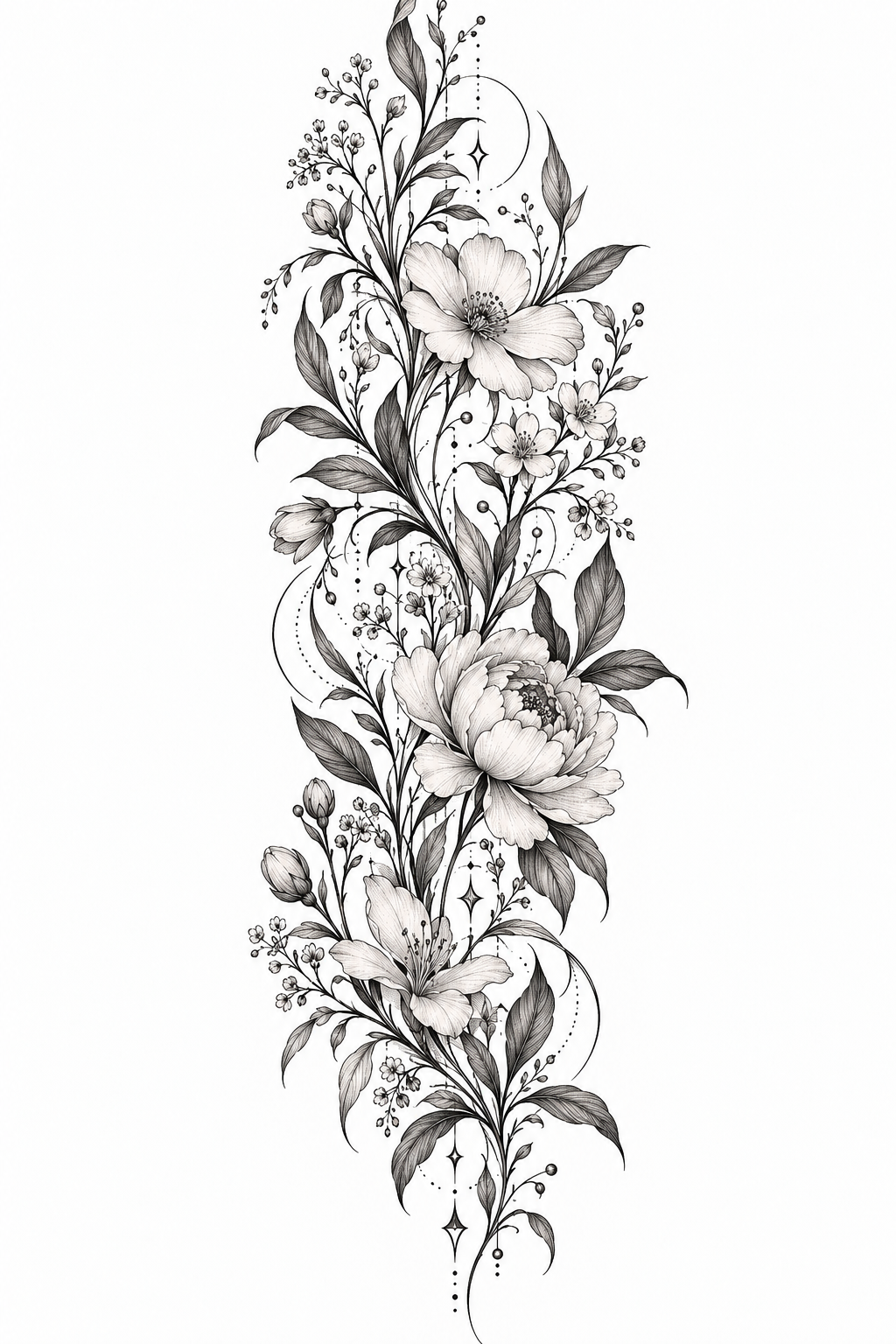 Botanical Linework single-line tattoos for women idea