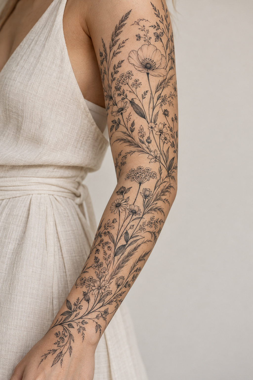 Fine-Line Meadow single-line tattoos for women idea