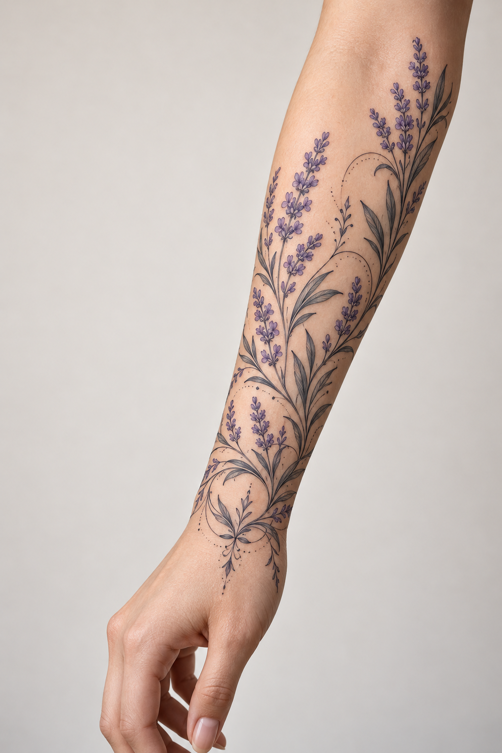 Lavender Sprig single-line tattoos for women idea