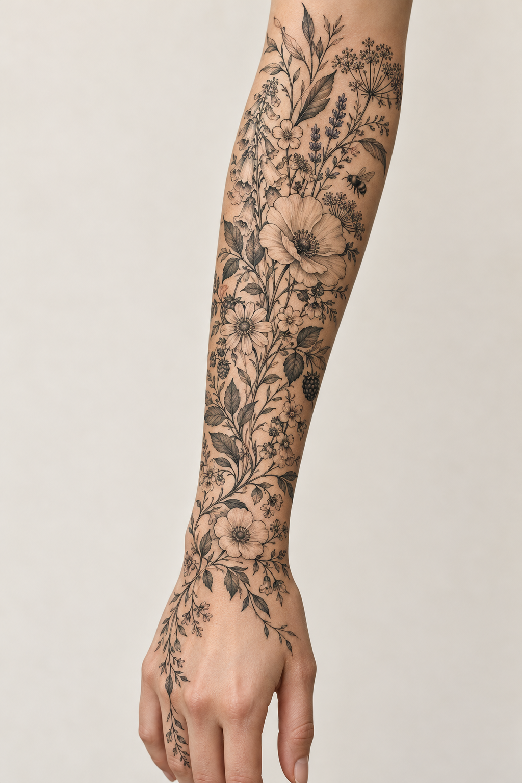 Garden Patch single-line tattoos for women idea