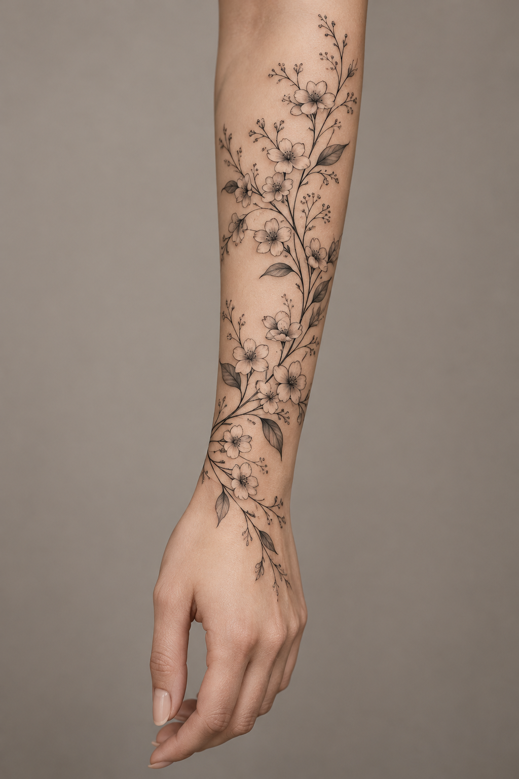 Tiny Flower Cluster single-line tattoos for women idea