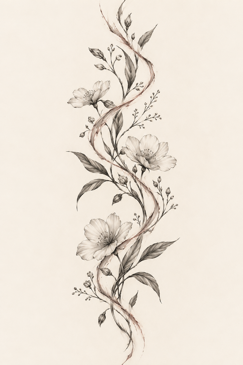 Long scar botanical wrap tattoo cover-up idea