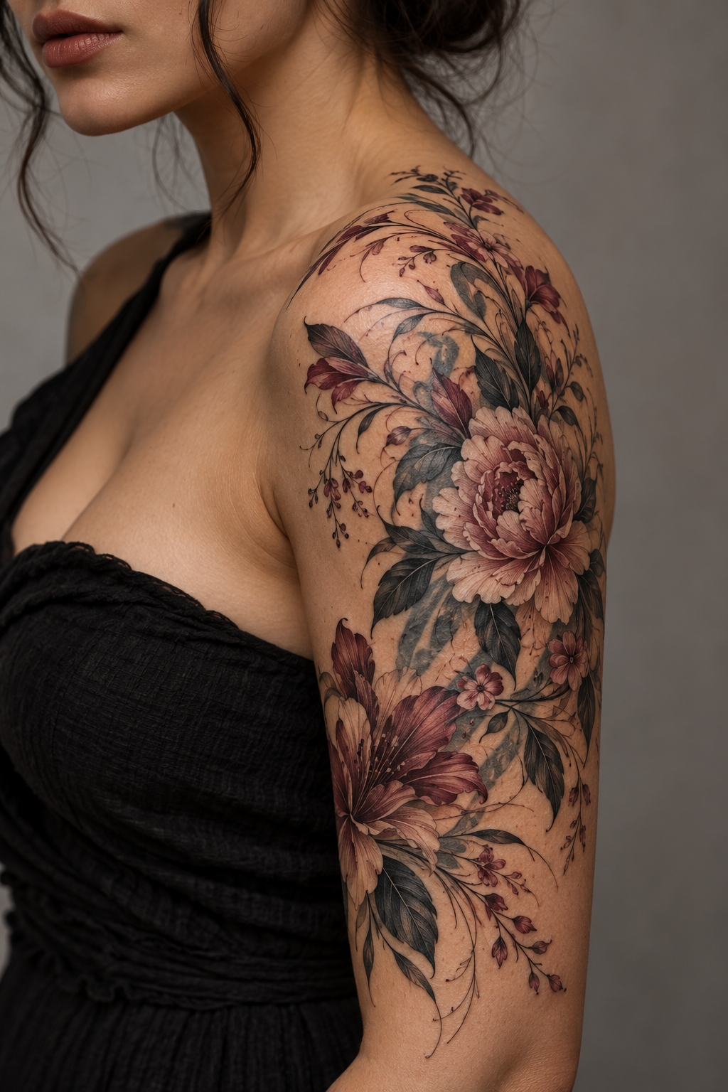 Scripted floral cover-up tattoo cover-up idea