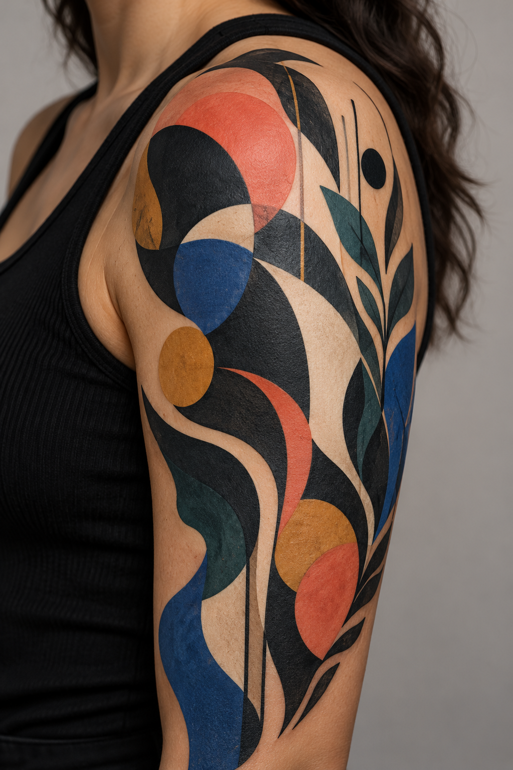 Abstract color-block cover-up tattoo cover-up idea