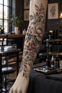 Floral tattoo cover-up idea for scars