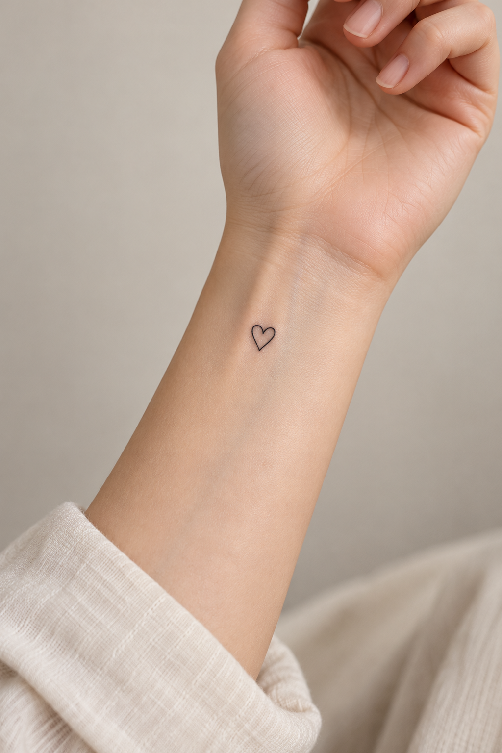 Minimal Heart tiny wrist tattoo idea for women
