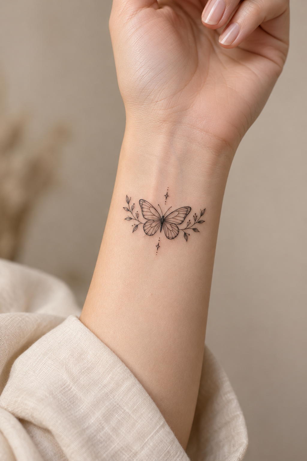 Dainty Butterfly tiny wrist tattoo idea for women