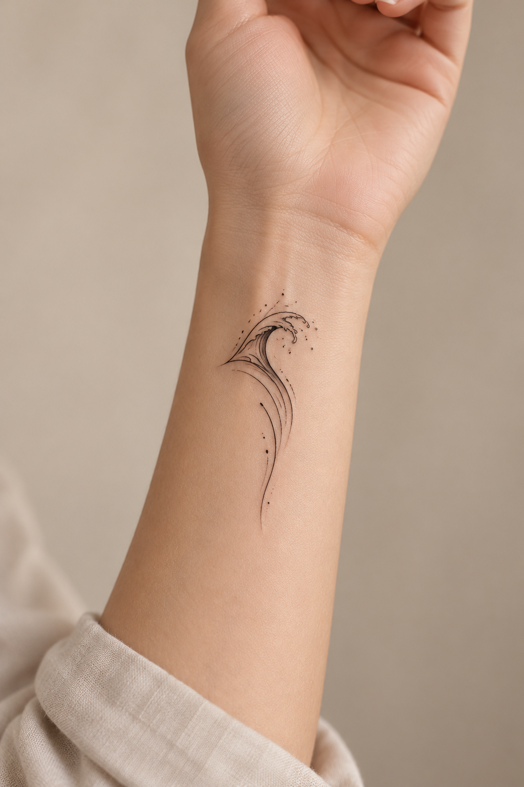 Small Wave tiny wrist tattoo idea for women