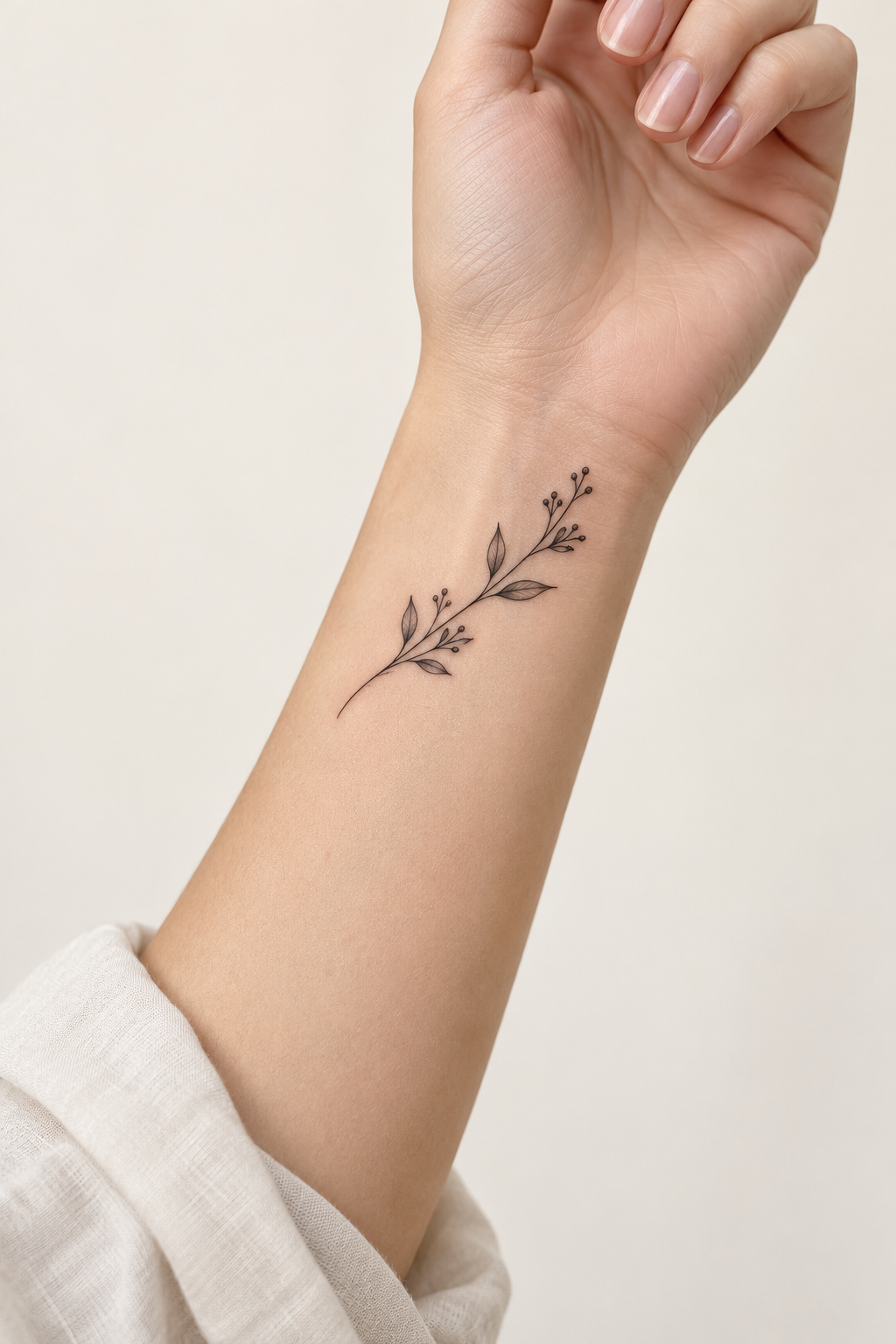 Botanical Sprig tiny wrist tattoo idea for women
