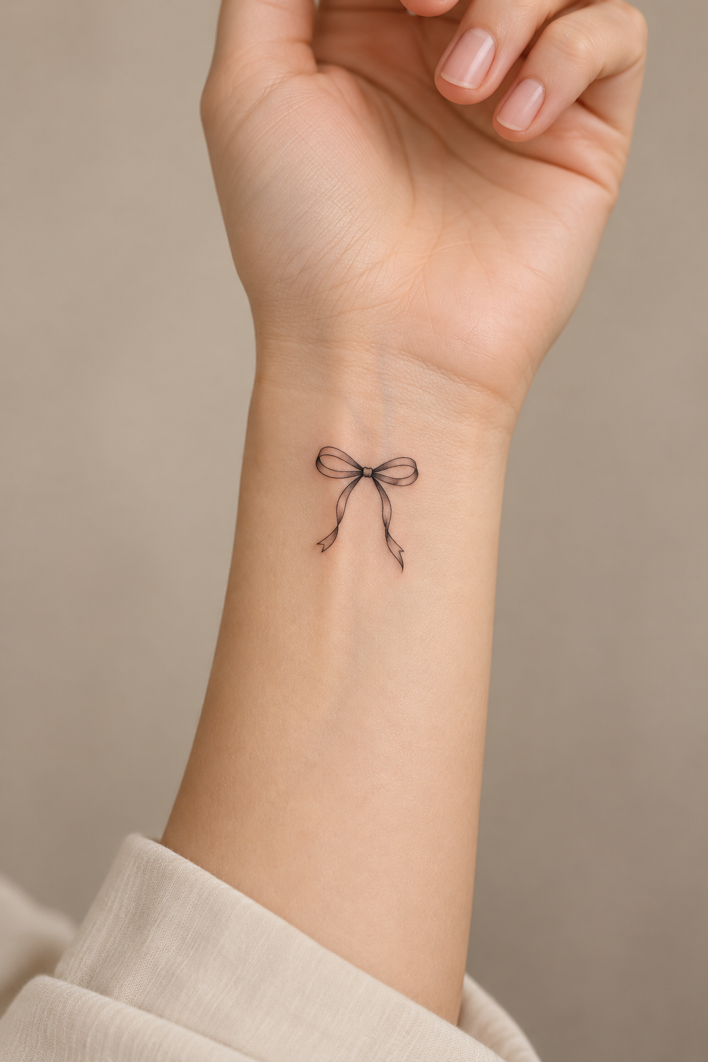 Tiny Bow tiny wrist tattoo idea for women