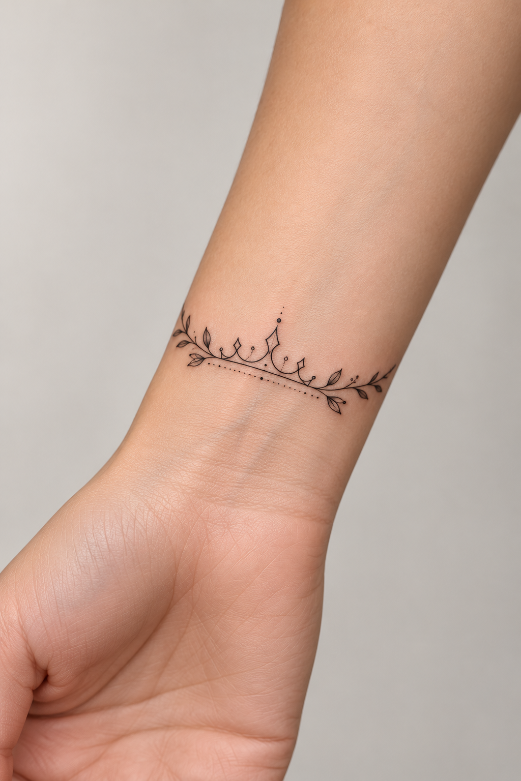 Delicate Crown tiny wrist tattoo idea for women