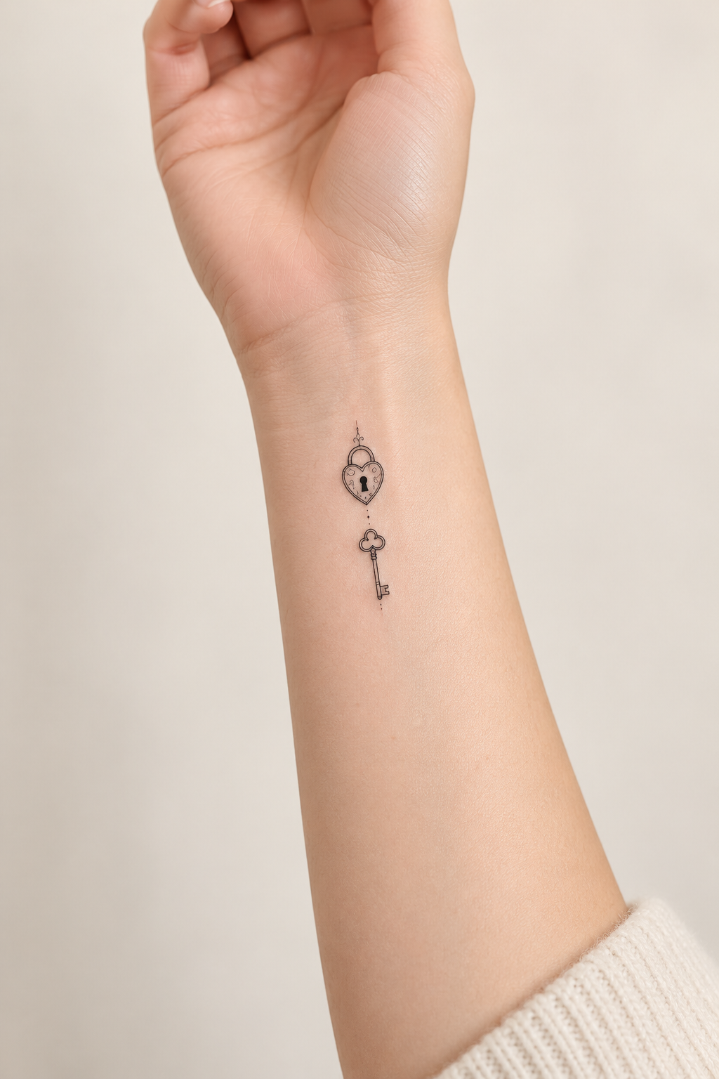 Tiny Lock and Key tiny wrist tattoo idea for women