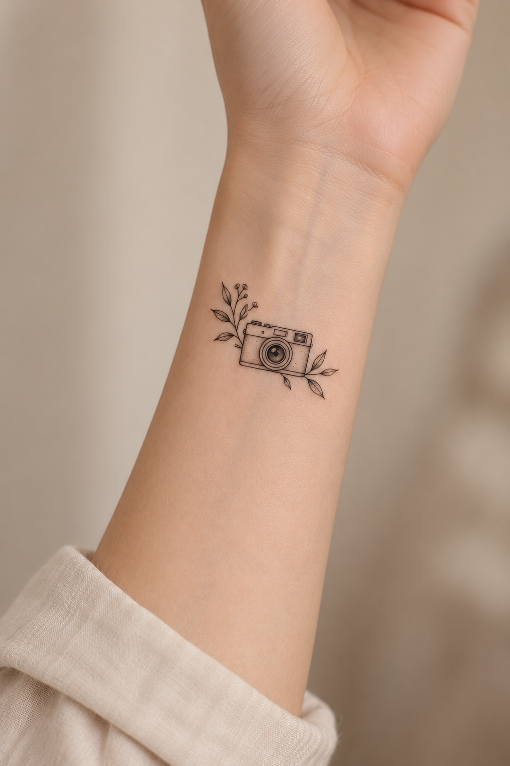 Tiny Camera tiny wrist tattoo idea for women