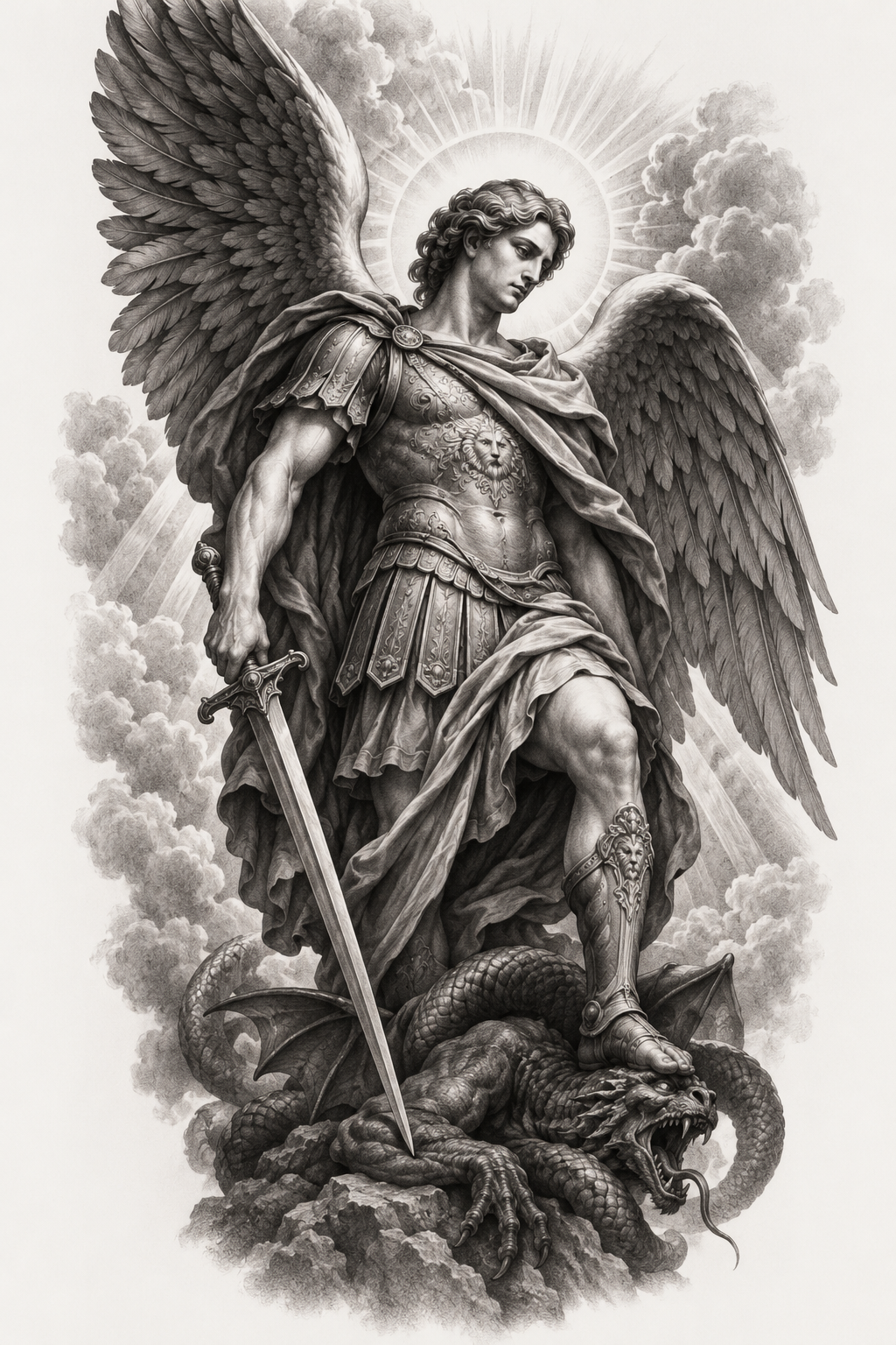 Archangel Michael tattoos for men idea 3
