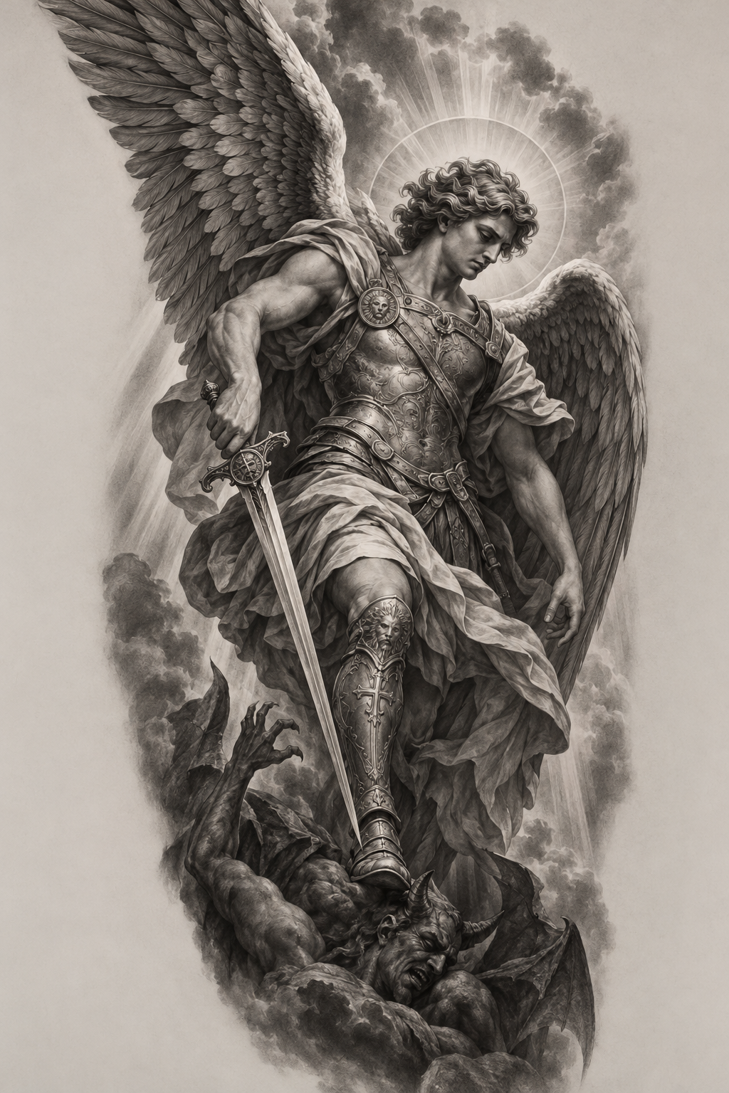 Archangel Michael tattoos for men idea 12
