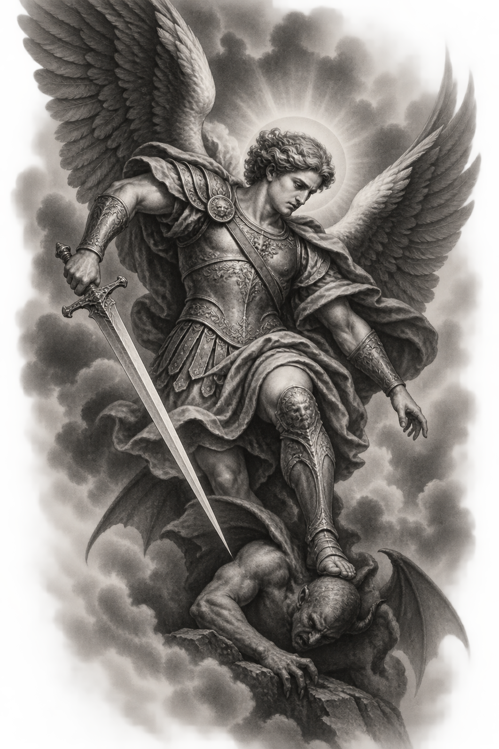 Archangel Michael tattoos for men idea 19