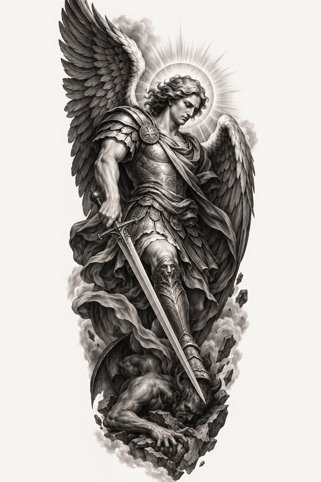 Archangel Michael tattoos for men idea 20