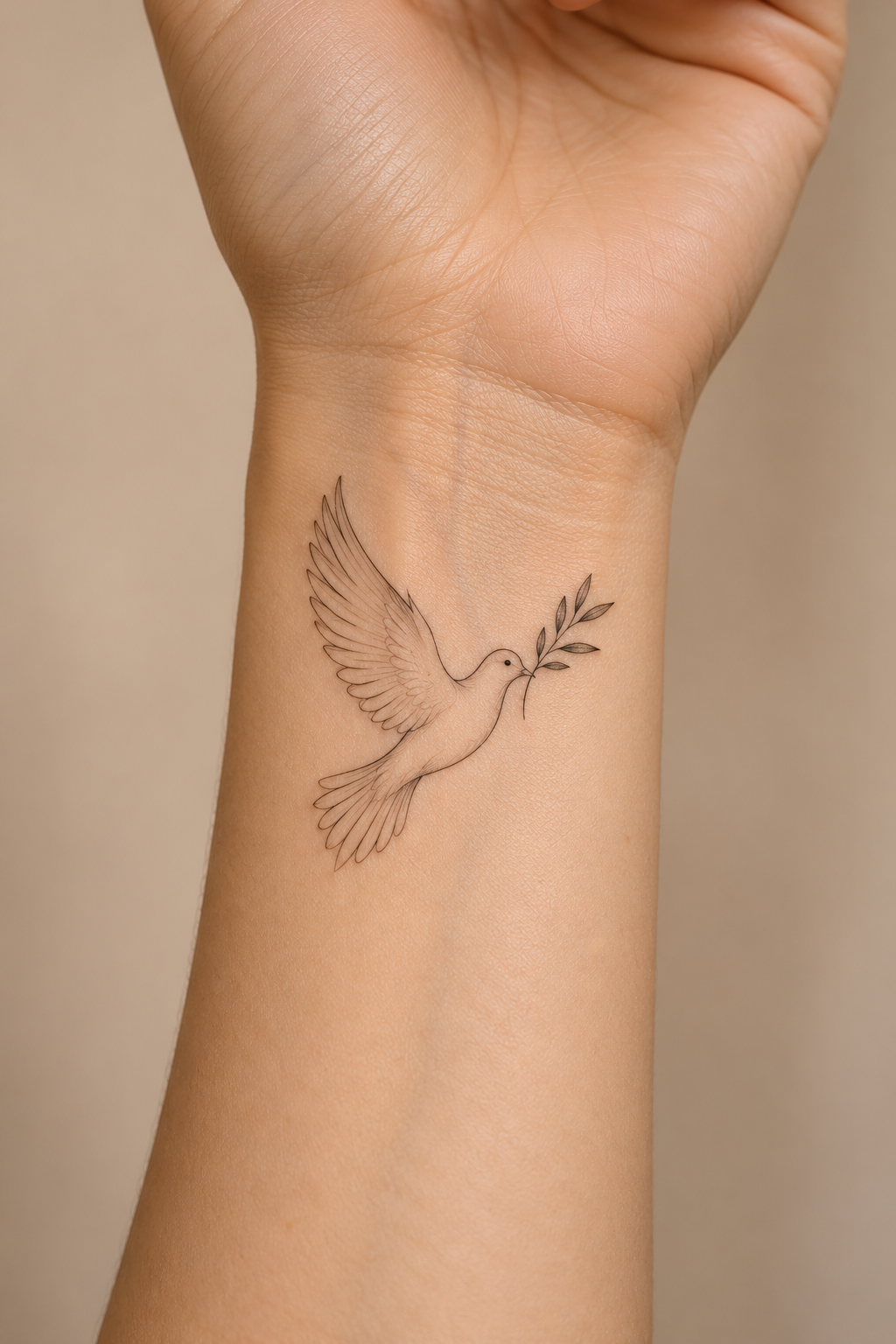 Fine line dove on the inner wrist fine-line biblical tattoos concept