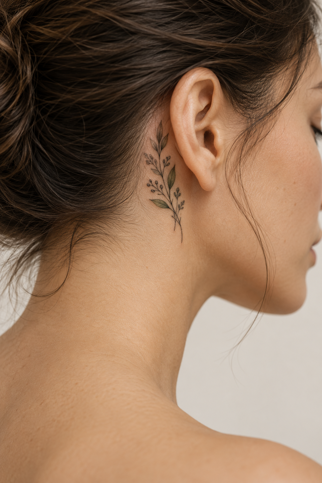 Tiny Botanical Behind the Ear meaningful tattoo ideas for women concept