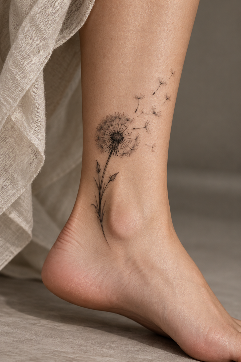 Dandelion on the Ankle meaningful tattoo ideas for women concept