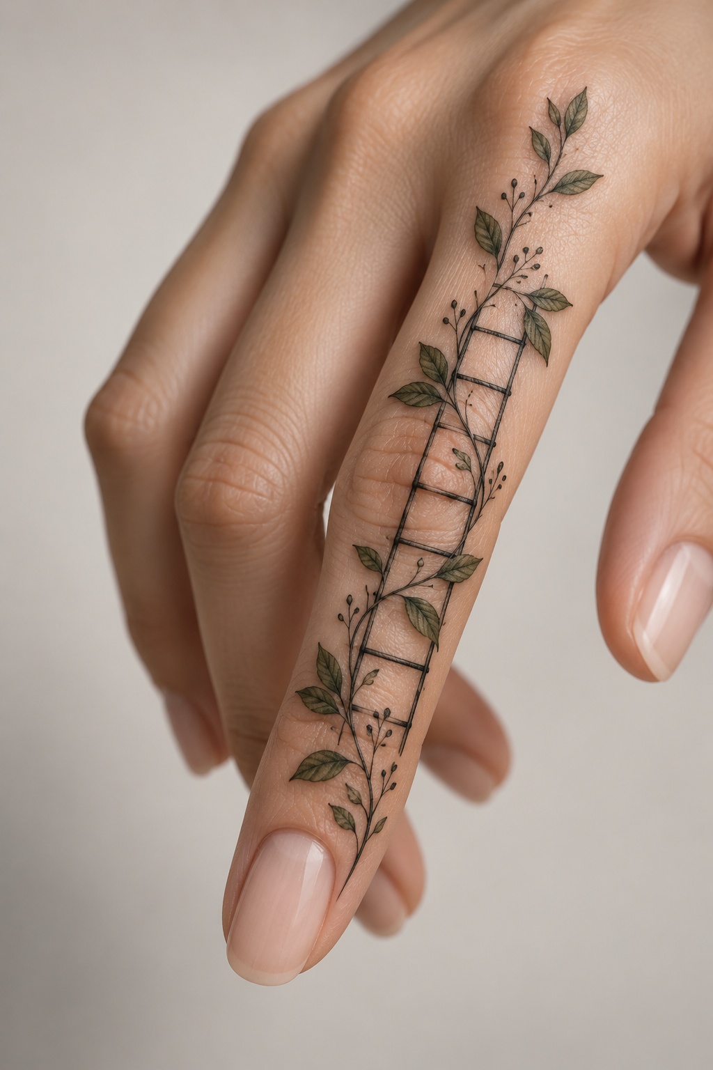 Leafy Ladder on the Finger meaningful tattoo ideas for women concept