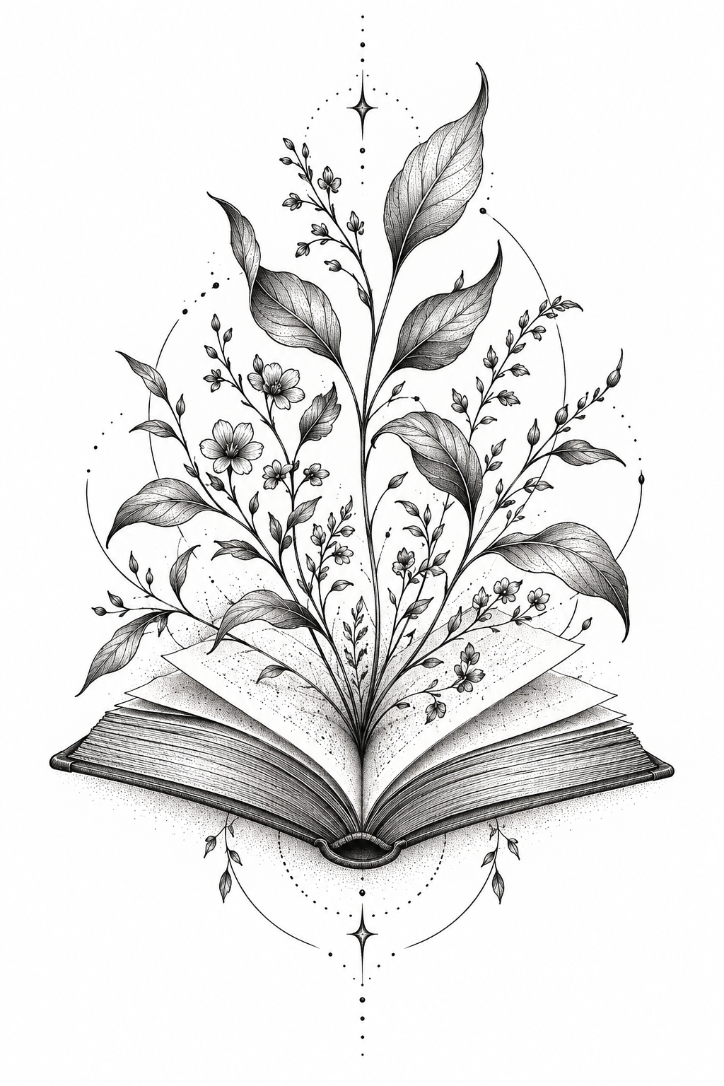 Open Book with Growing Stems meaningful tattoo ideas for women concept