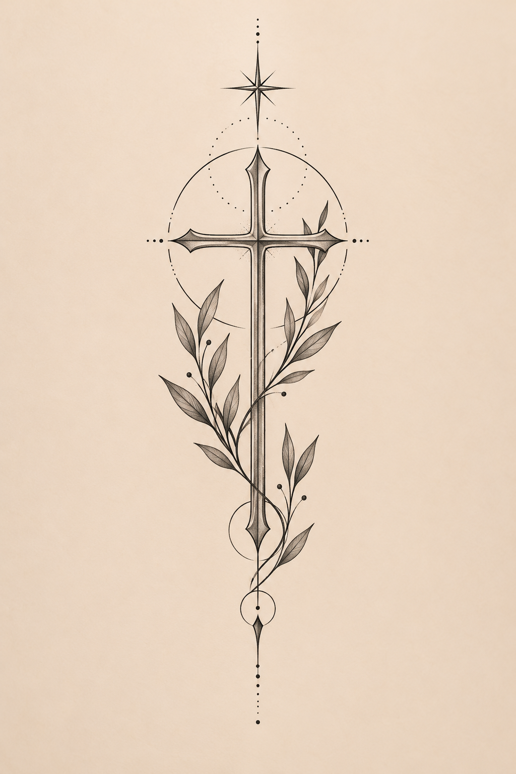 minimal Christian tattoos for men: cross and text on the upper arm