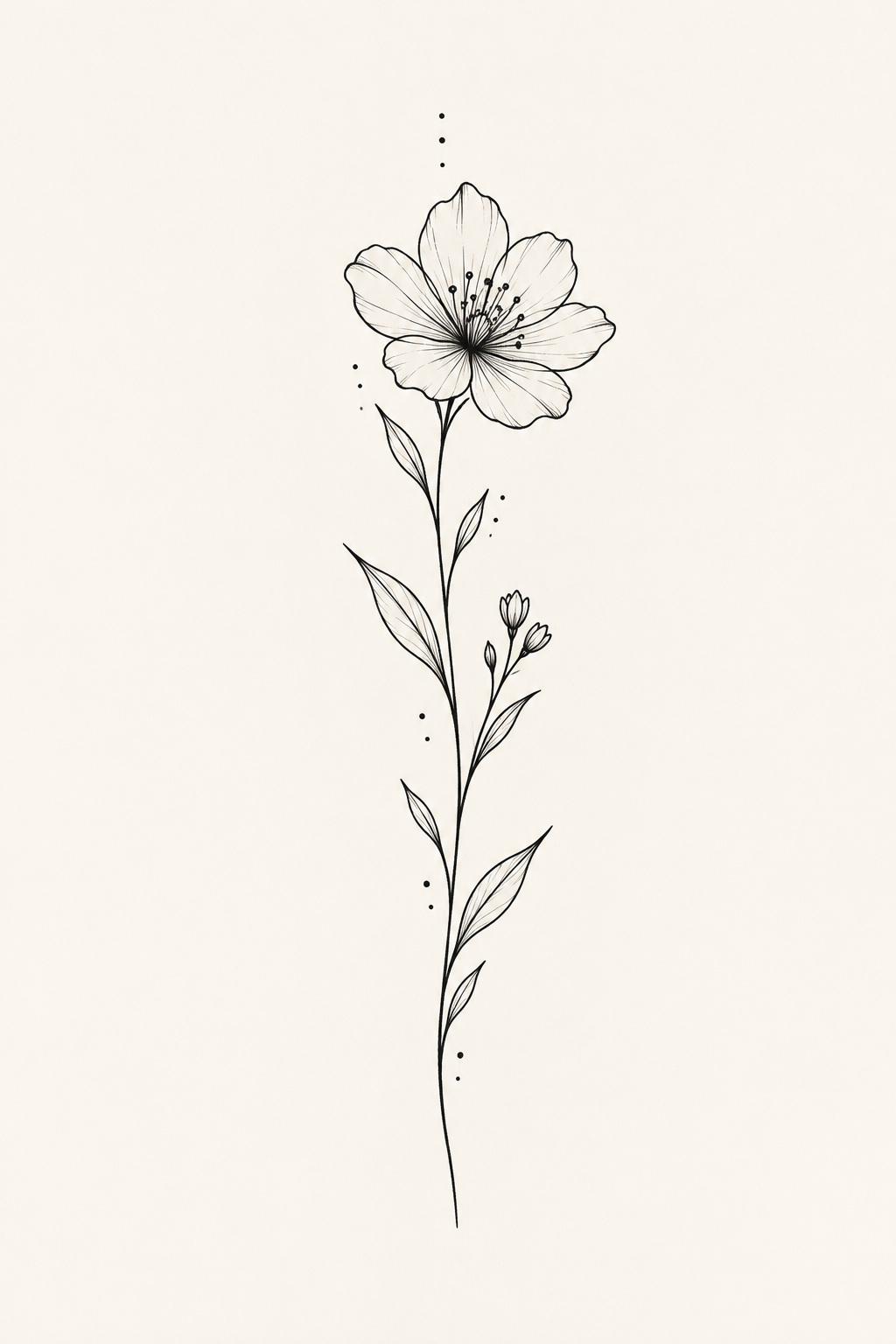 Flower stem down the finger minimalist flower tattoo idea