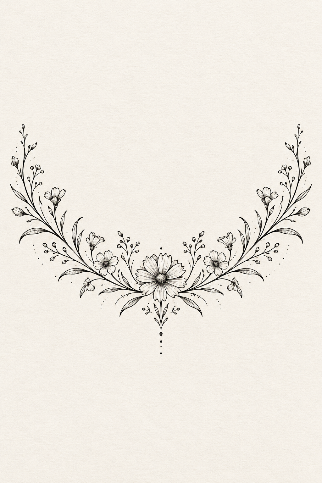 Floral arc across the lower back minimalist flower tattoo idea