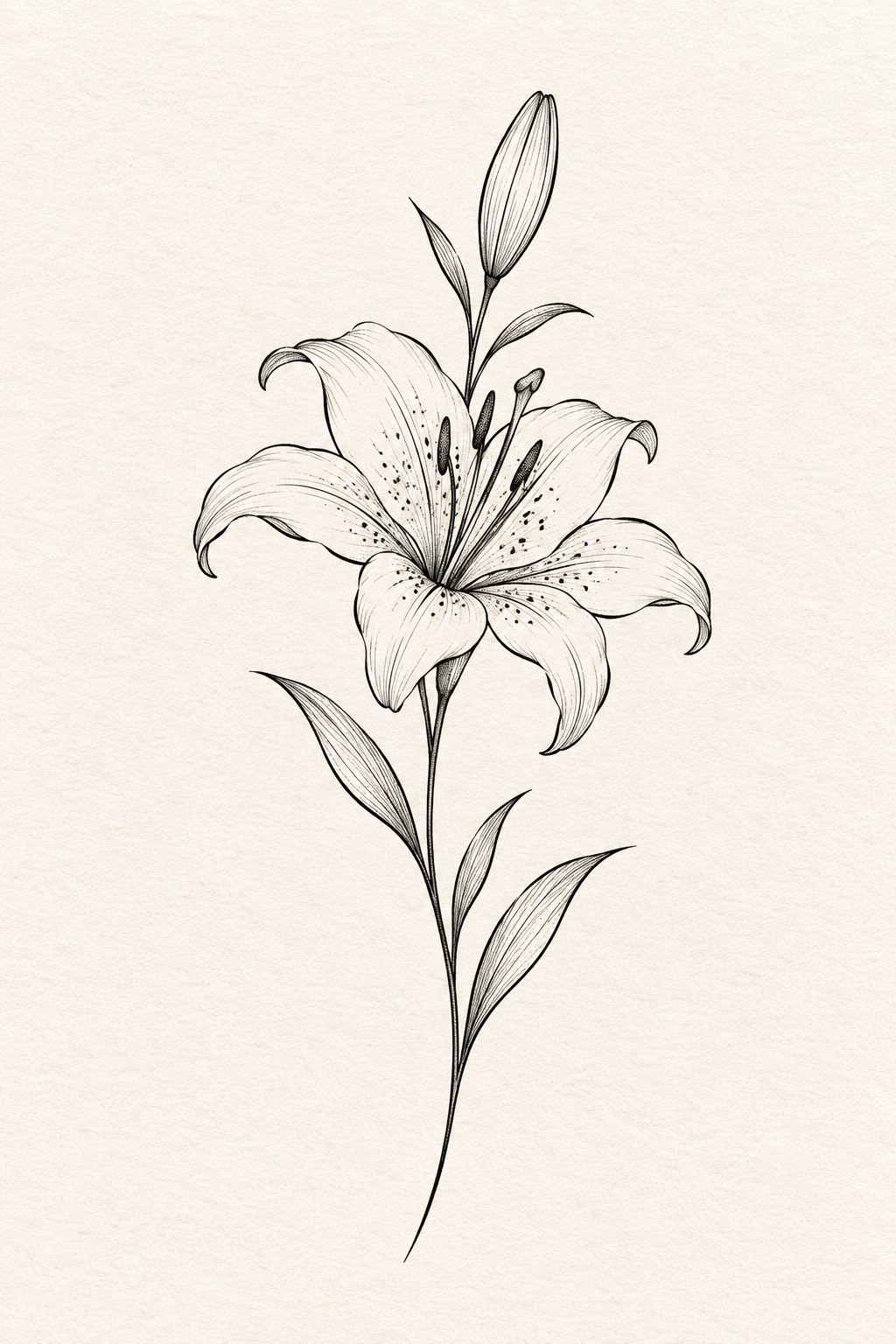 Lily outline on the hip minimalist flower tattoo idea