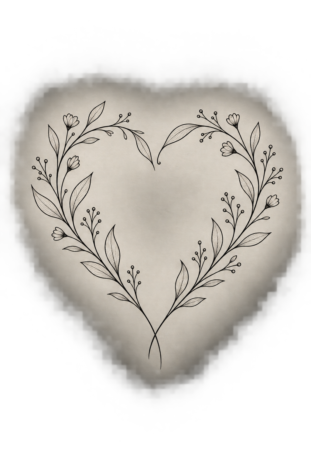 Heart formed by leaves on the ribs minimalist flower tattoo idea