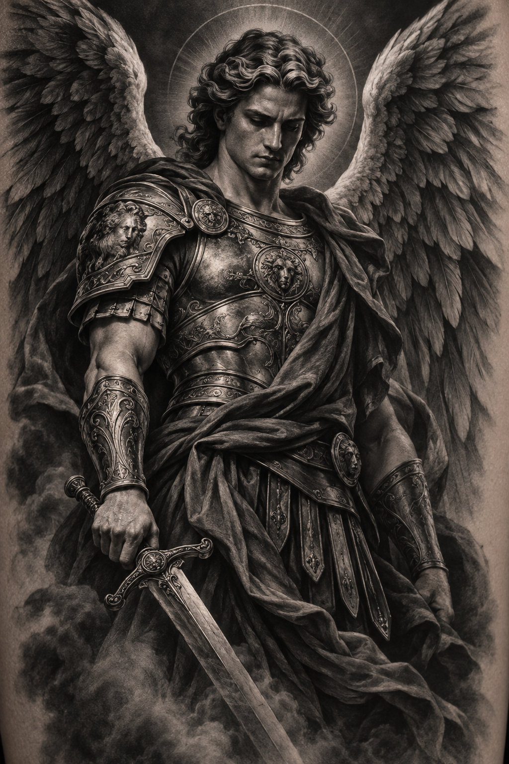 Archangel Michael tattoo concept 4