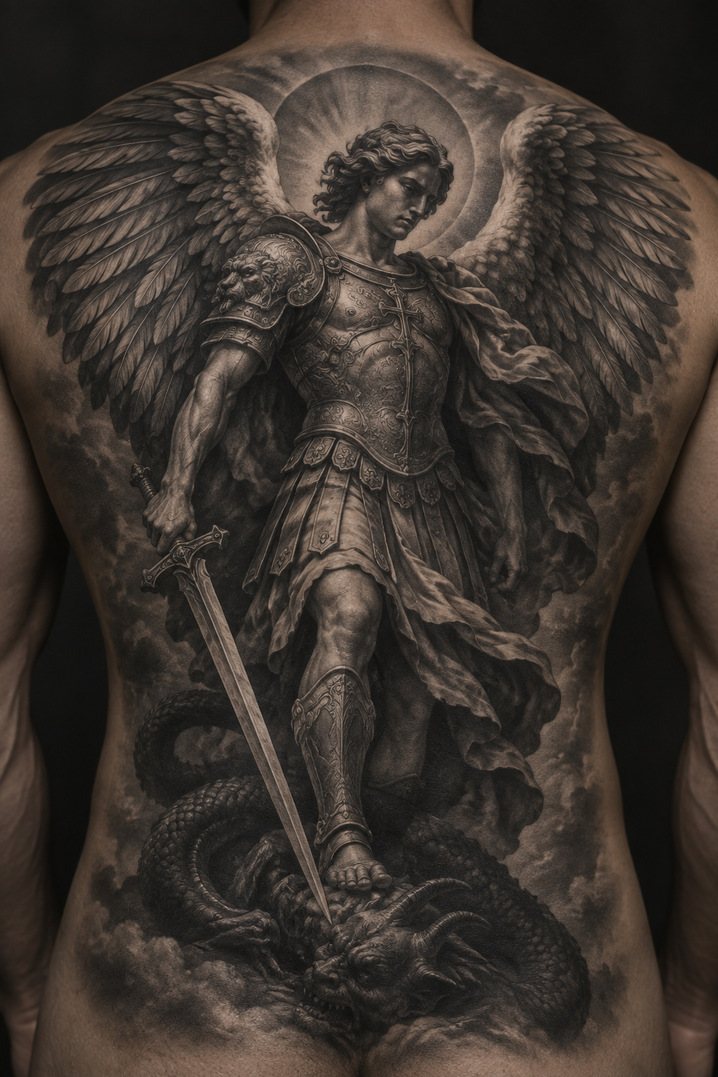 Archangel Michael tattoo concept 5