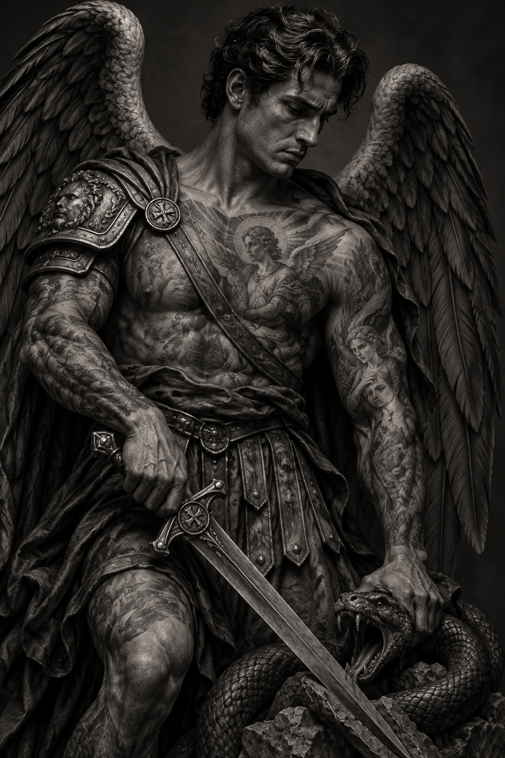 Archangel Michael tattoo concept 7
