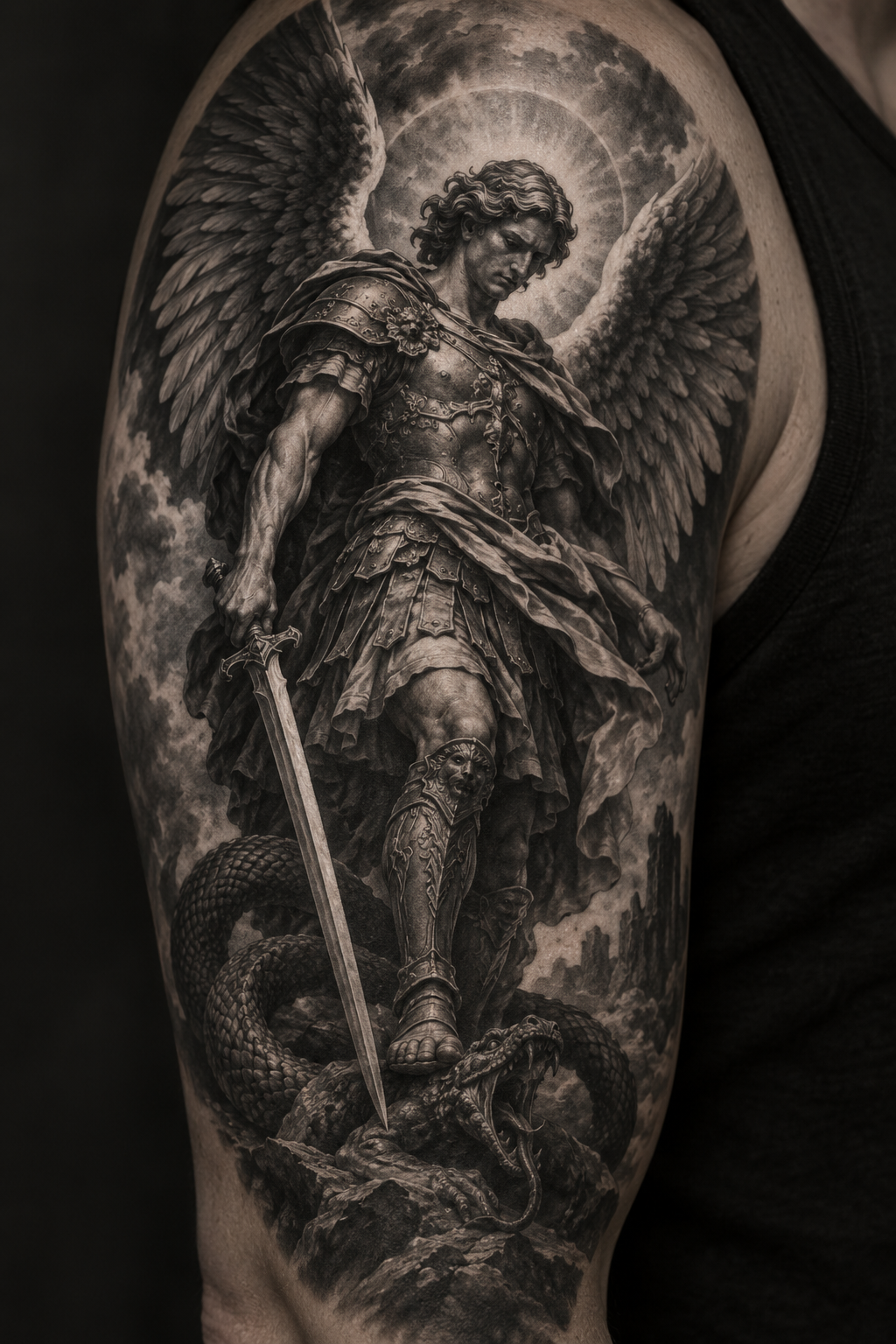 Archangel Michael tattoo concept 13