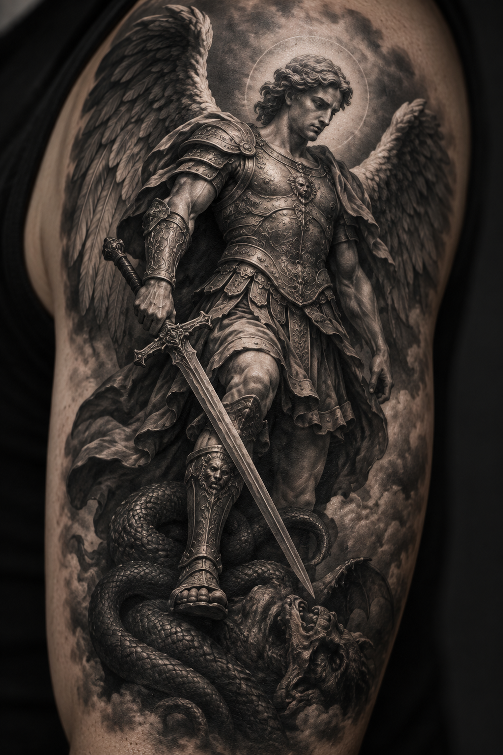 Archangel Michael tattoo concept 14