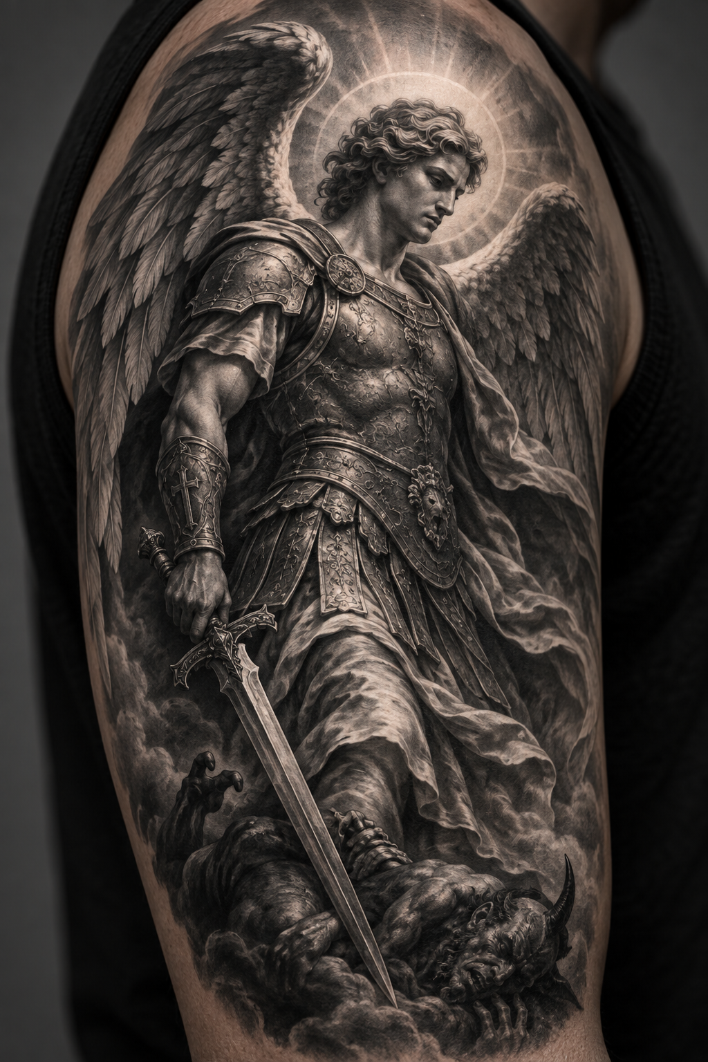 Archangel Michael tattoo concept 15