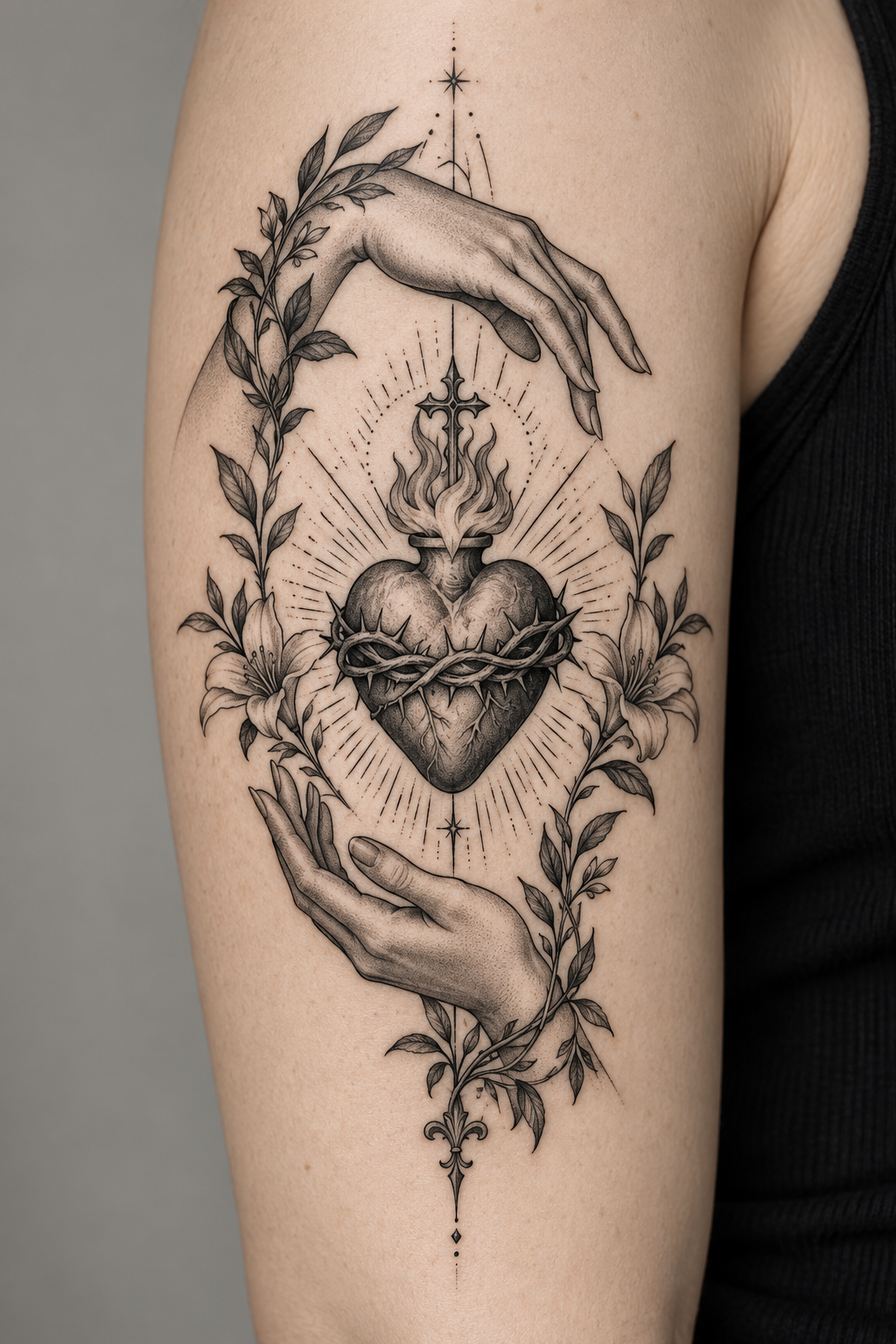 Fine-Line Crescent minimalist tattoo for women idea