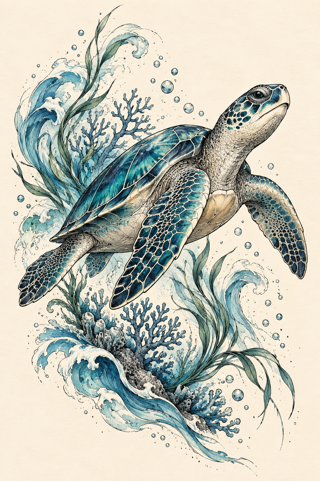 Sea turtle tattoo ideas: geometric arm sea turtle design