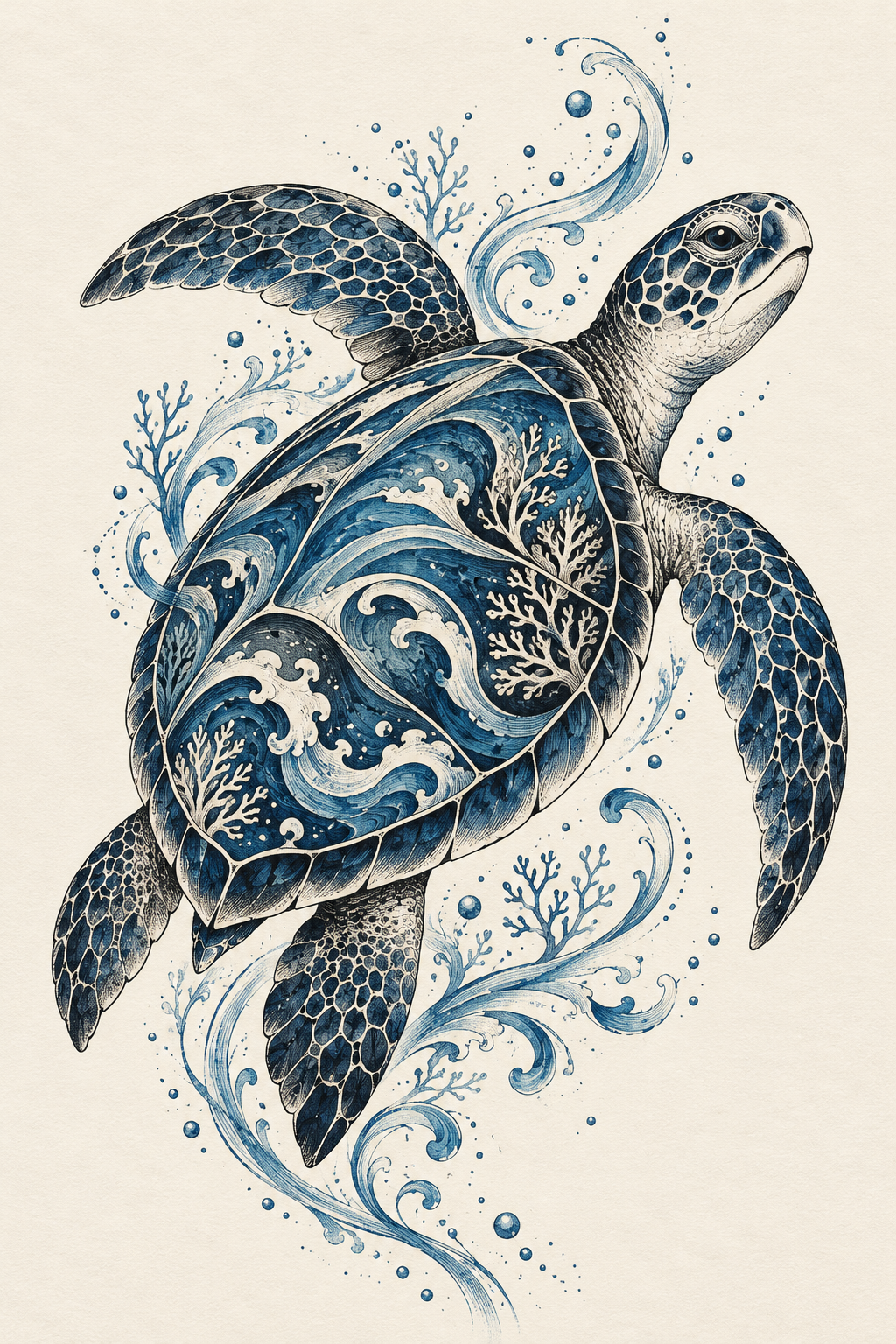 Sea turtle tattoo ideas: realistic calf sea turtle design