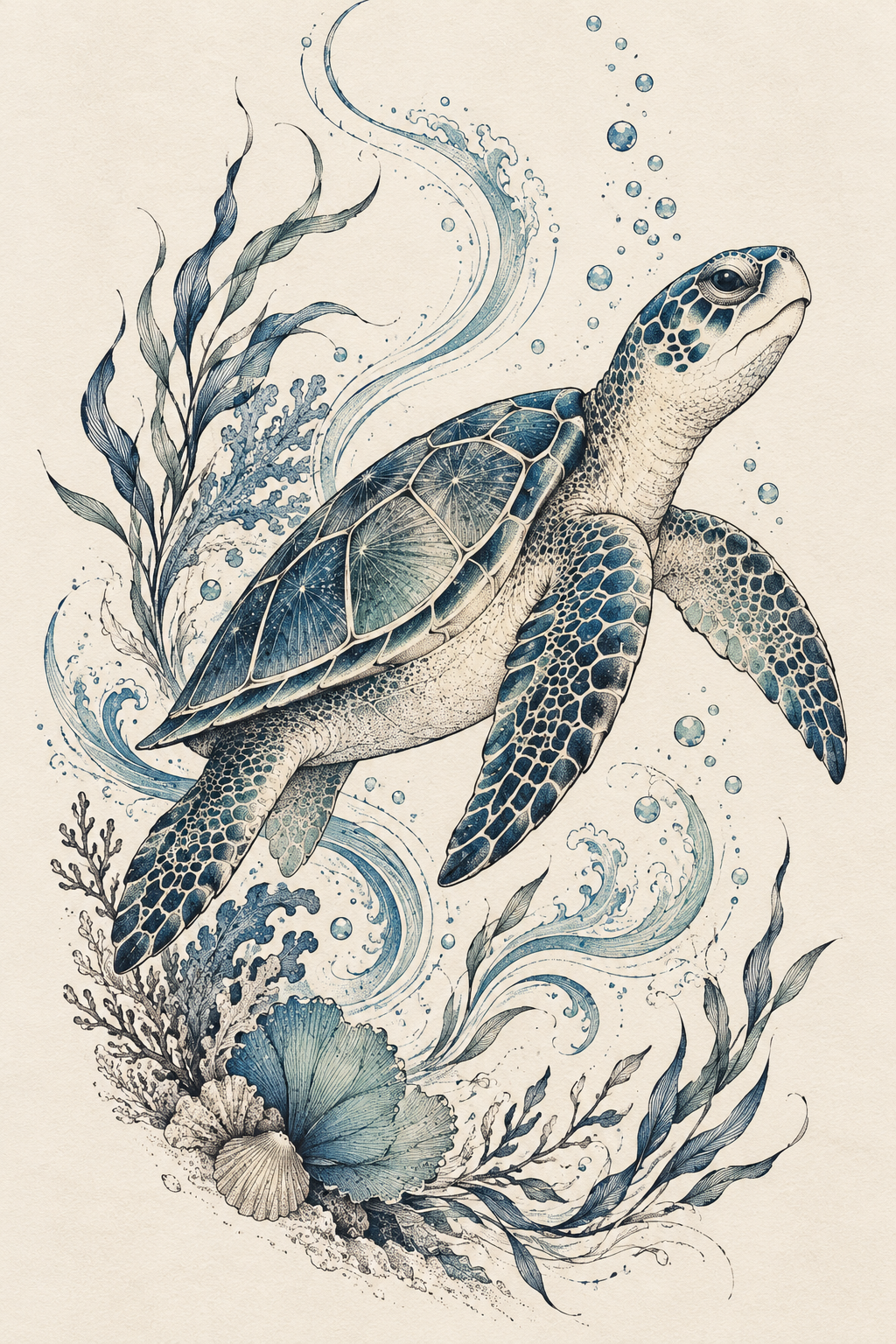 Sea turtle tattoo ideas: tribal upper back sea turtle design