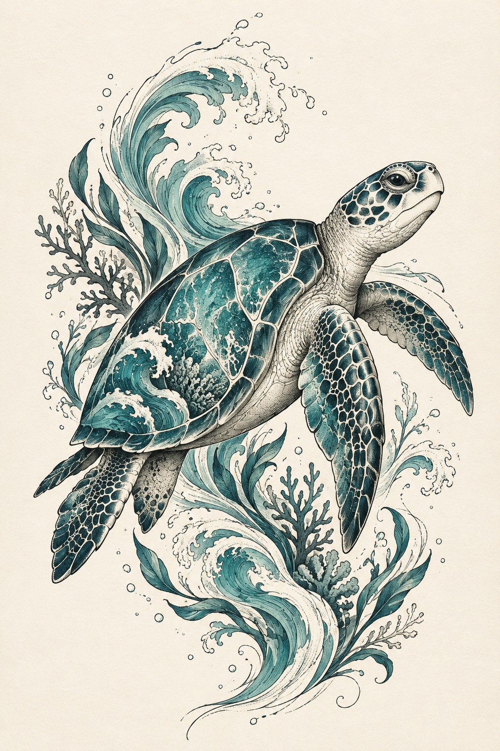 Sea turtle tattoo ideas: oceanic sleeve sea turtle design