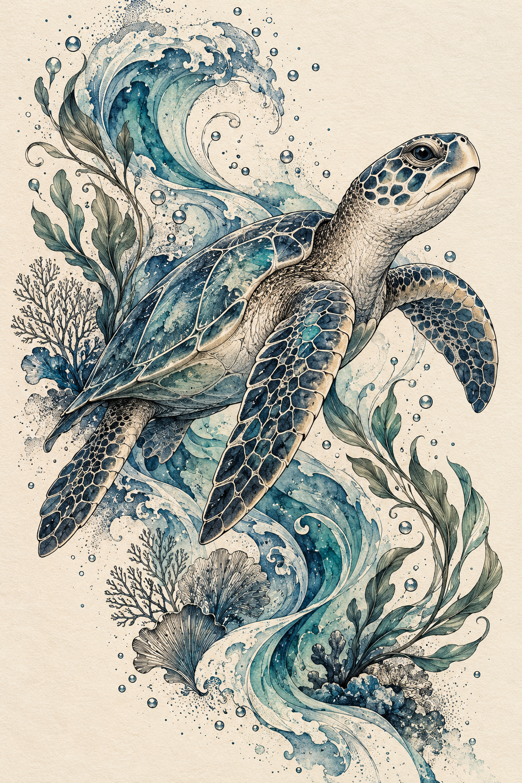 Sea turtle tattoo ideas: stained glass sea turtle design