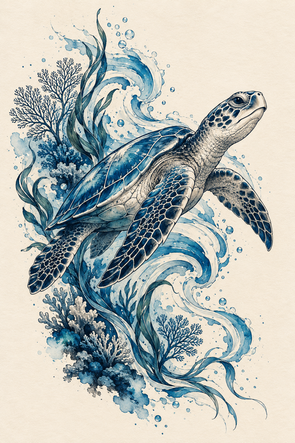 Sea turtle tattoo ideas: sea turtle with compass sea turtle design