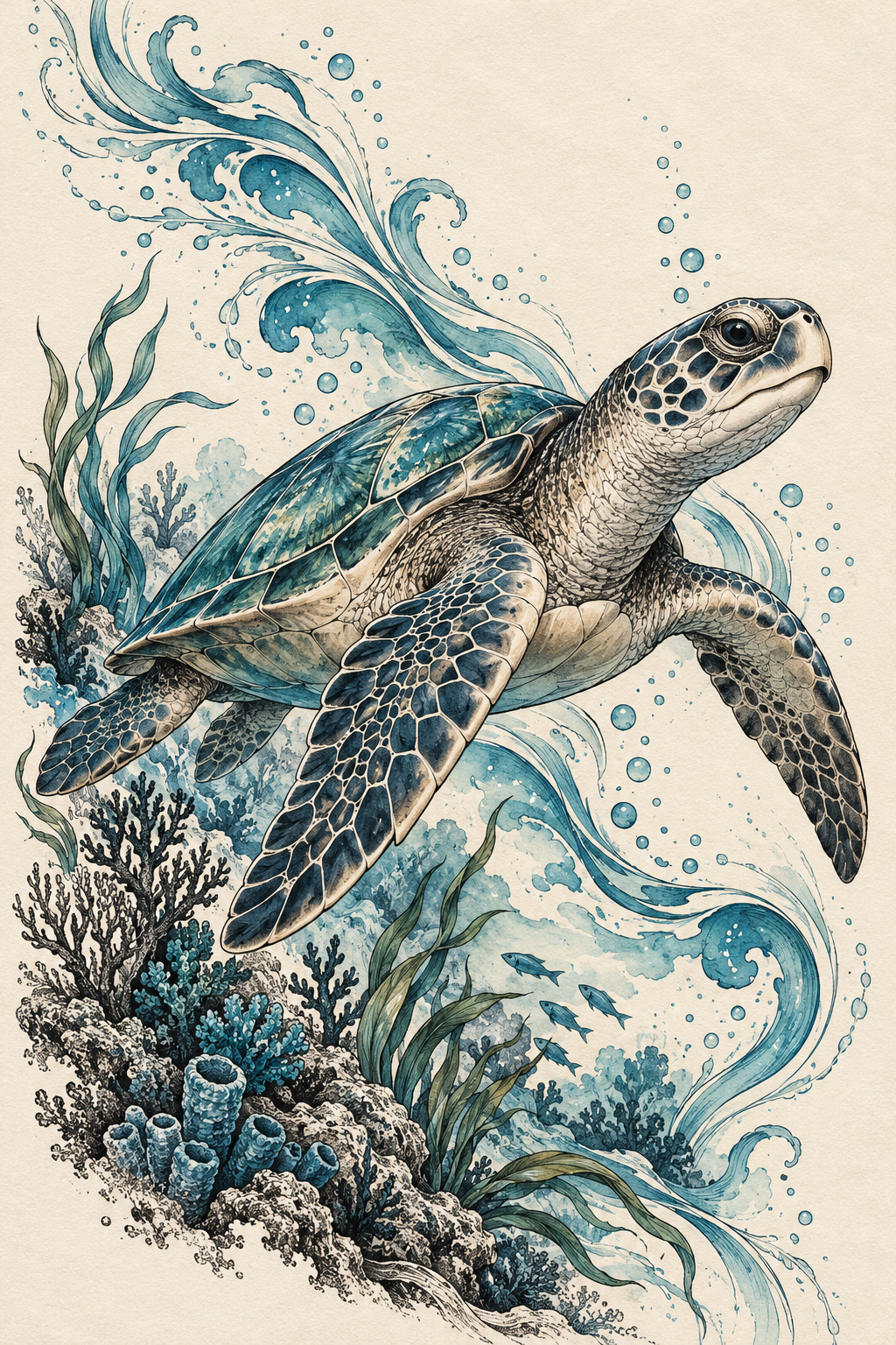 Sea turtle tattoo ideas: family sea turtles sea turtle design