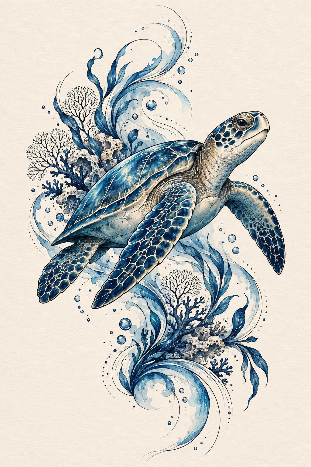 Sea turtle tattoo ideas: tropical sea turtle sea turtle design